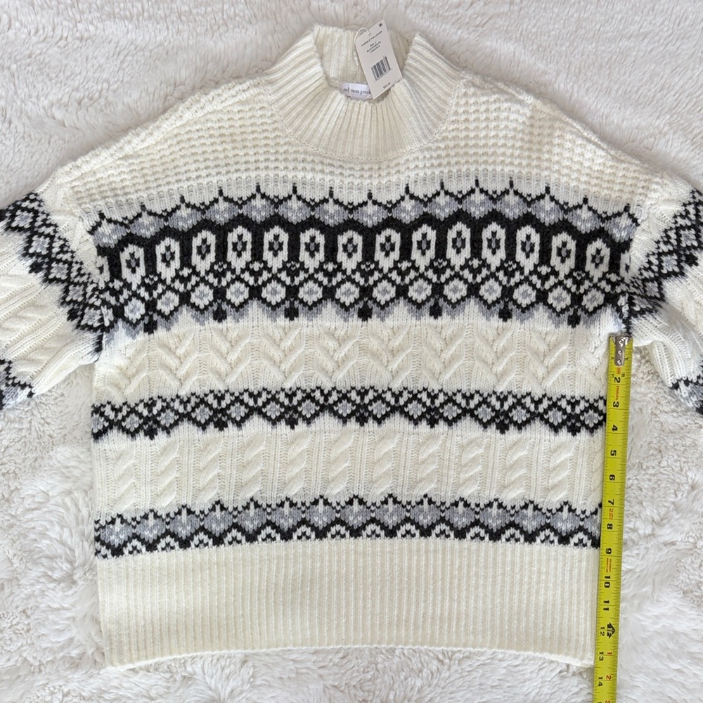Adyson Parker Black and white Fair Isle Cable Knit Sweater,Size L. - Picture 12 of 17